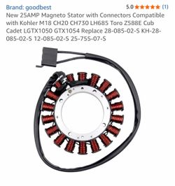 25AMP Magneto Stator Compatible with Kohler M18 CH20 CH730 LH685 Toro Z588E