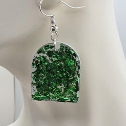 Arch Silver and Green Earrings