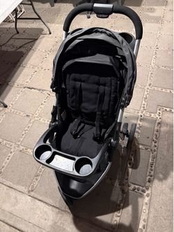 Graco Jogger Stroller Black Single Cup Holder Folding 3-Wheel Rubber Tires