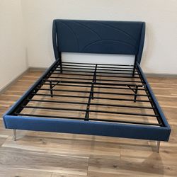 New In BOX Blue Upholstered Queen Platform Bedframe $175