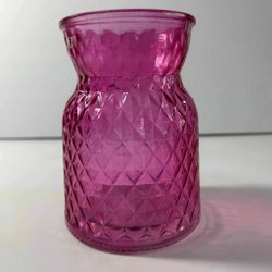 Purple Lattice Waisted Vase Diamond Textured Glass Flower Vase 