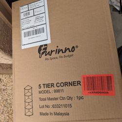 NEW Furinno Turn-N-Tube 5 Tier Corner Display Rack Multipurpose Shelving Unit, 1-Pack, Columbia Walnut/Black


