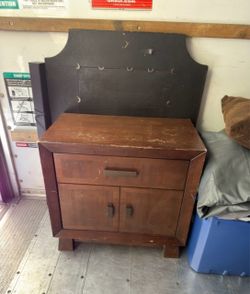 Wood Nightstand with Drawer and Cabinet