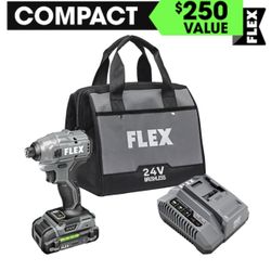 FLEX COMPACT 24-volt 1/4-in Brushless Cordless Impact Driver (Battery Included and Charger Included