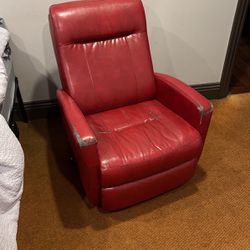 Red Leather Recliner Rocking Chair