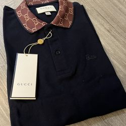 NWT Gucci Medium Size Navy Color Polo Man T- Shirt