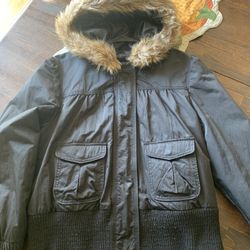 Black Jacket With Furry Hoodie 