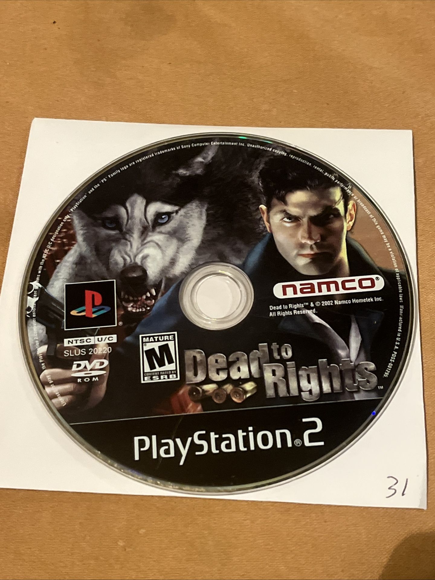 Dead to Rights (Sony PlayStation 2, 2002) Disc Only