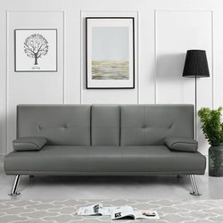 Modern Leather Futon Couch Sofa Bed Sleeper Sofa 