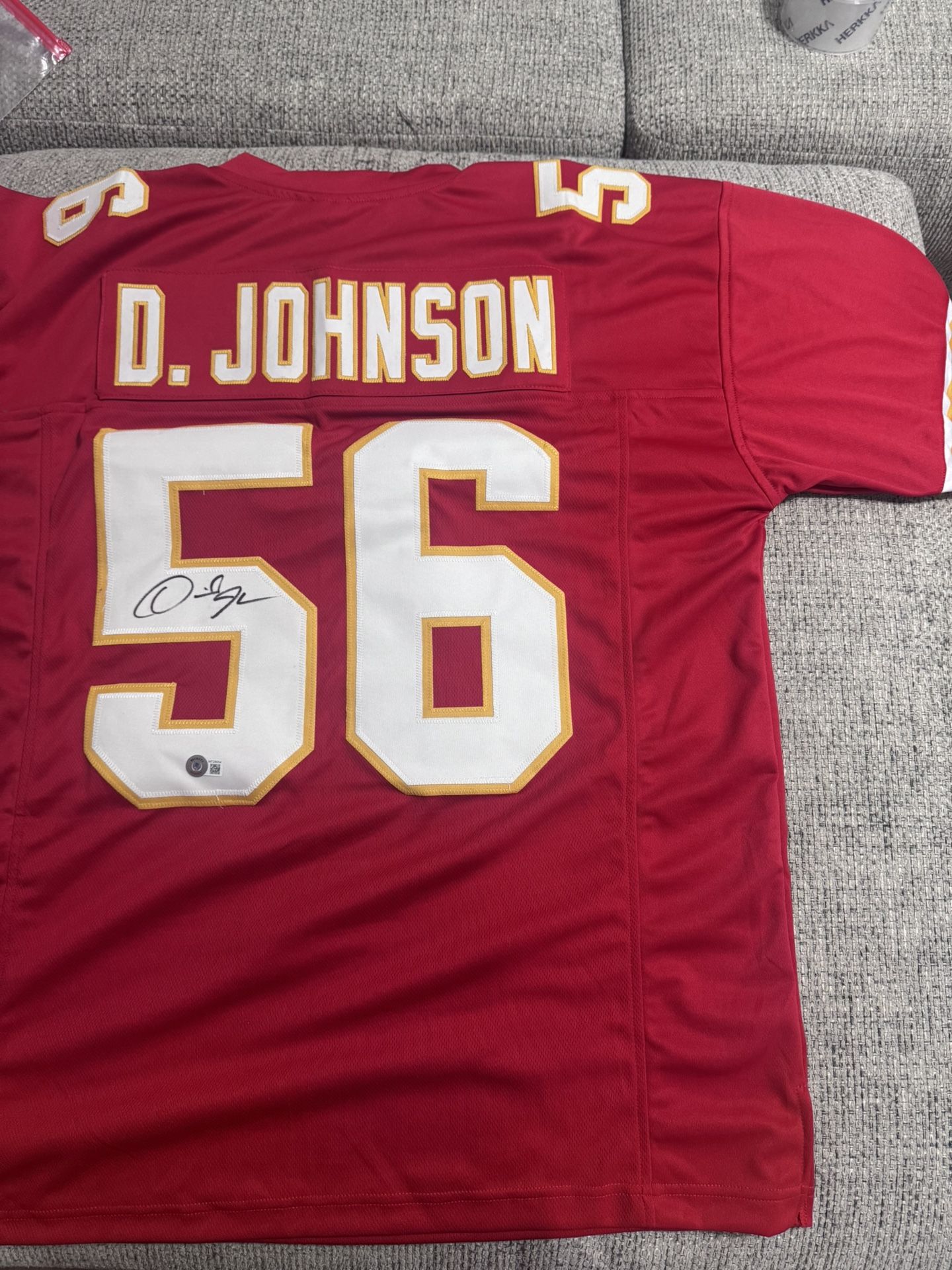 Derrick Johnson Signed Autograph Custom Jersey With Beckett COA - Kansas City Chiefs