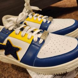 Bape Bapesta Low Patched Navy/Yellow/White Size 10
