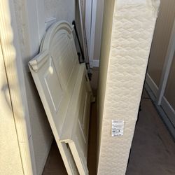 FREE White Wooden Bed Frame and Box Spring NO Mattress