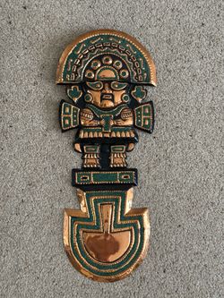 Vintage Super cool copper metal folk wall hanging art decor from Ecuador or Peru