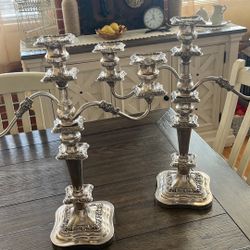Silver Over Copper Vintage (possible Antique) Set Of 2 Candelabras 