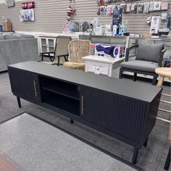 75” Modern TV Stand with Sliding Doors – Fits TVs up to 80” | Black, Brand New & Fully Assembled