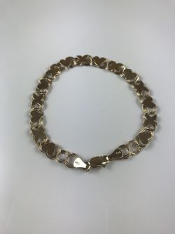 14k solid gold heart and x link bracelet