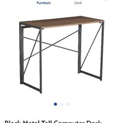 Black Metal Tall Computer Desk