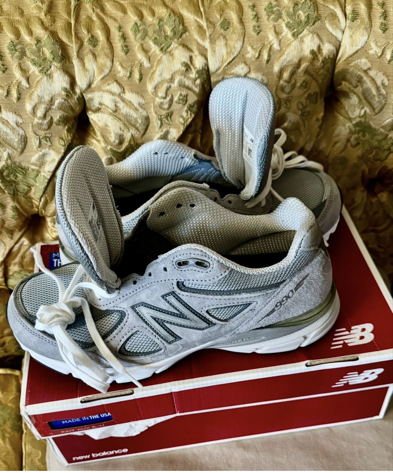 Men's New Balance M990GL4 Running Shoes Grey/Castlerock Leather/Mesh Size 7.5