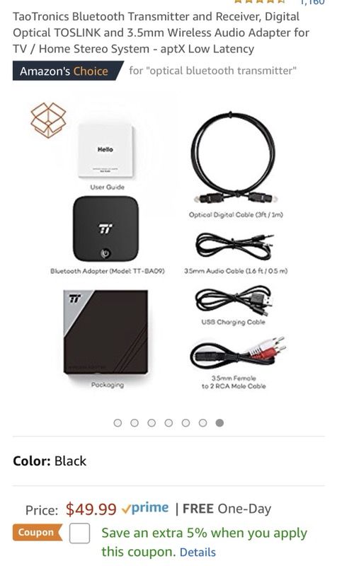 TaoTronics Bluetooth Transmitter and Receiver