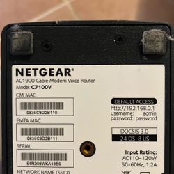 Netgear Model C7100v Ac1900 Cable Modem Voice Router 