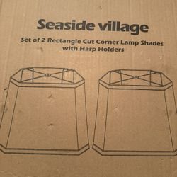 Seaside Village Medium Lampshades Set of 2 Linen Drum Lamp Shade 9.8" High