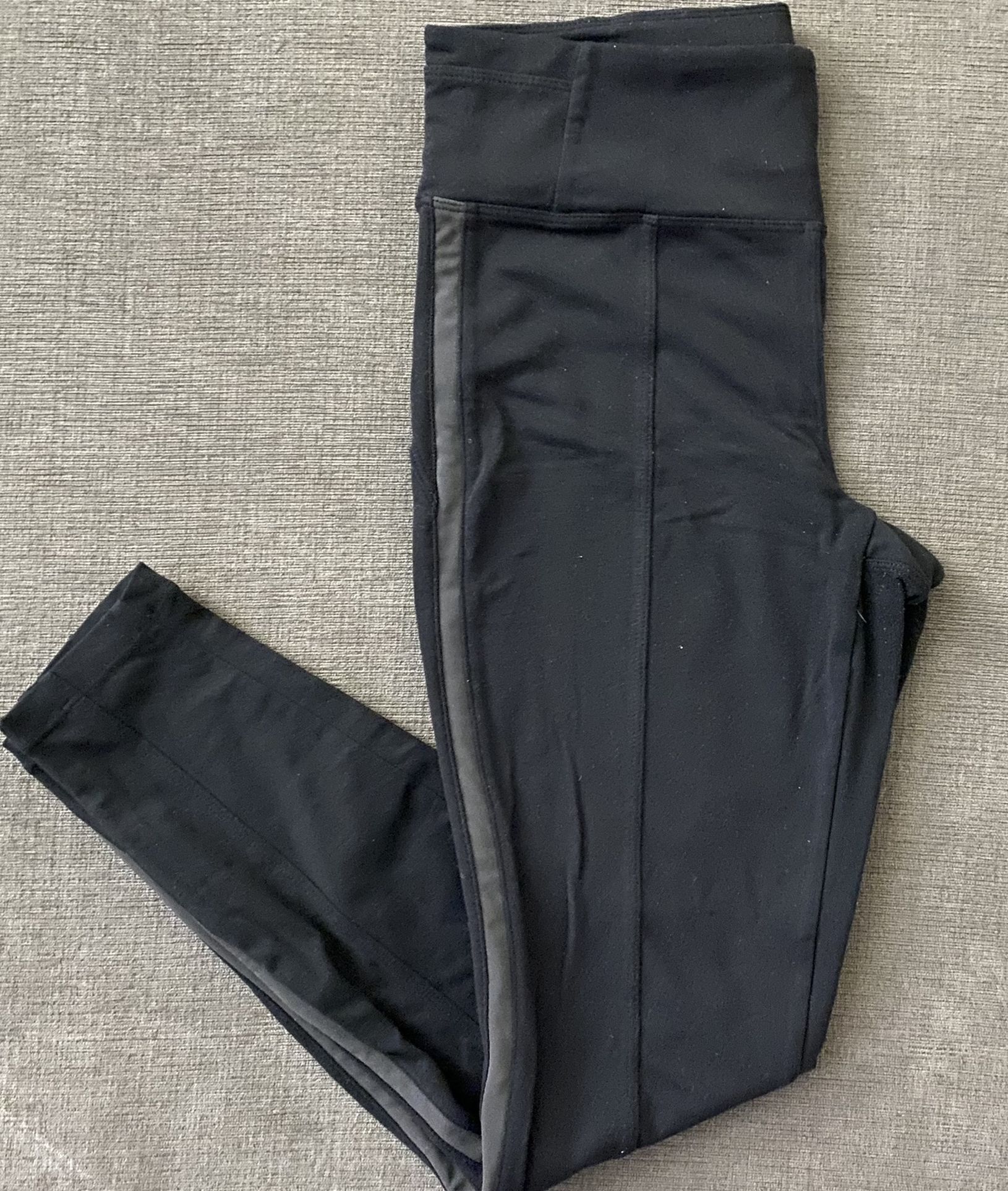 Athleta Black Leggings with Grey stripes