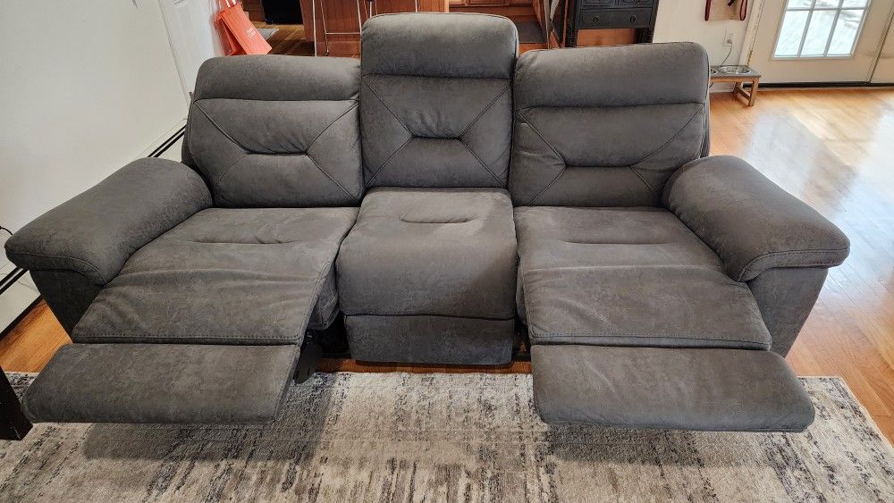 Lawton Fabric Power Reclining Sofa w/ Power Headrest