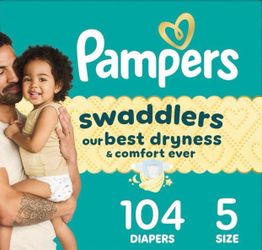 104 Pampers Swadlers (Size 5)