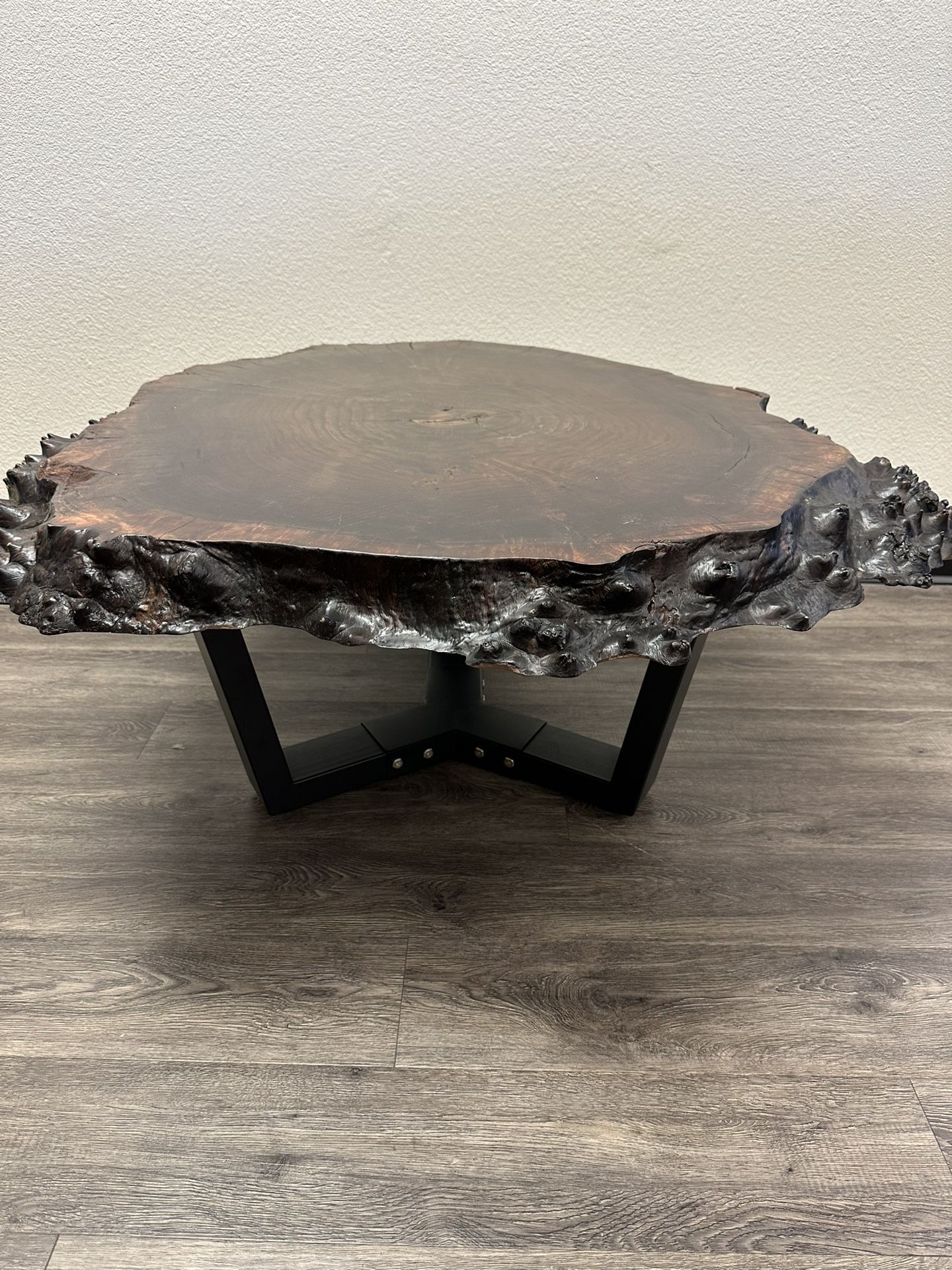 Black Walnut Burl Coffee Table — Live Edge — 42”x38”x18.75”