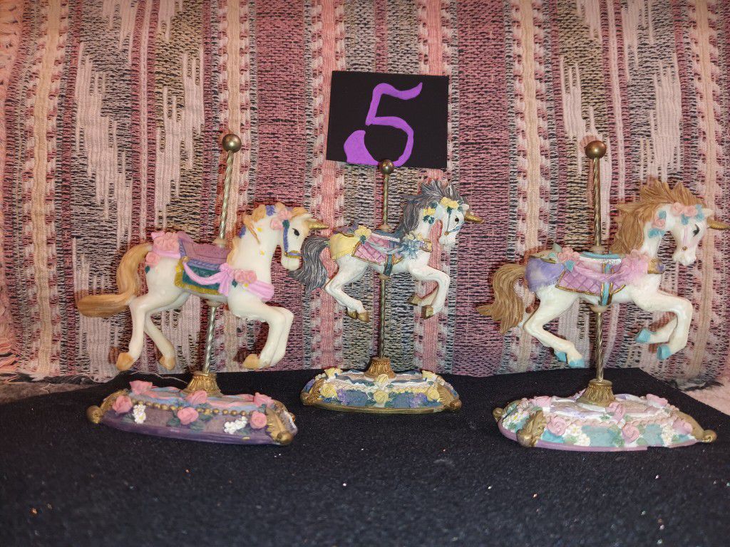 Set Of 3 Carousel Unicorns 