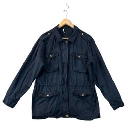 Young Fabulous Broke YFB Womens Field Jacket Navy Blue Barn Chore Coat Sz Large