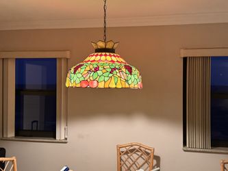 24" Tiffany Style Chandelier Vintage single Light Stained Glass Pendant Lighting