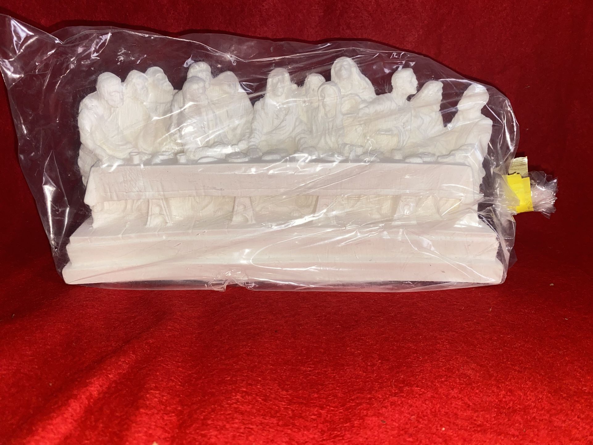 Vintage 8 Inch x 4.25 Inch Greek Alabaster The Last Supper Statue Imported From Greece (6 available)