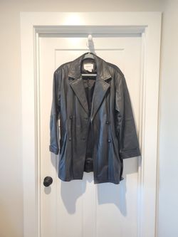 Women's Black Leather Coat M