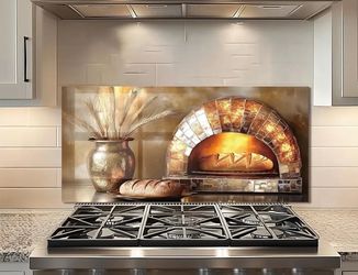 Tempered Glass Kitchen Backsplash – White Magnolia Floral Stove & Sink Splash Guard  30” x 18”
