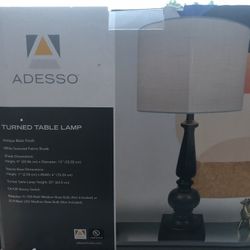 Adesso Turned Table Lamp.  Antique Black Finish. 