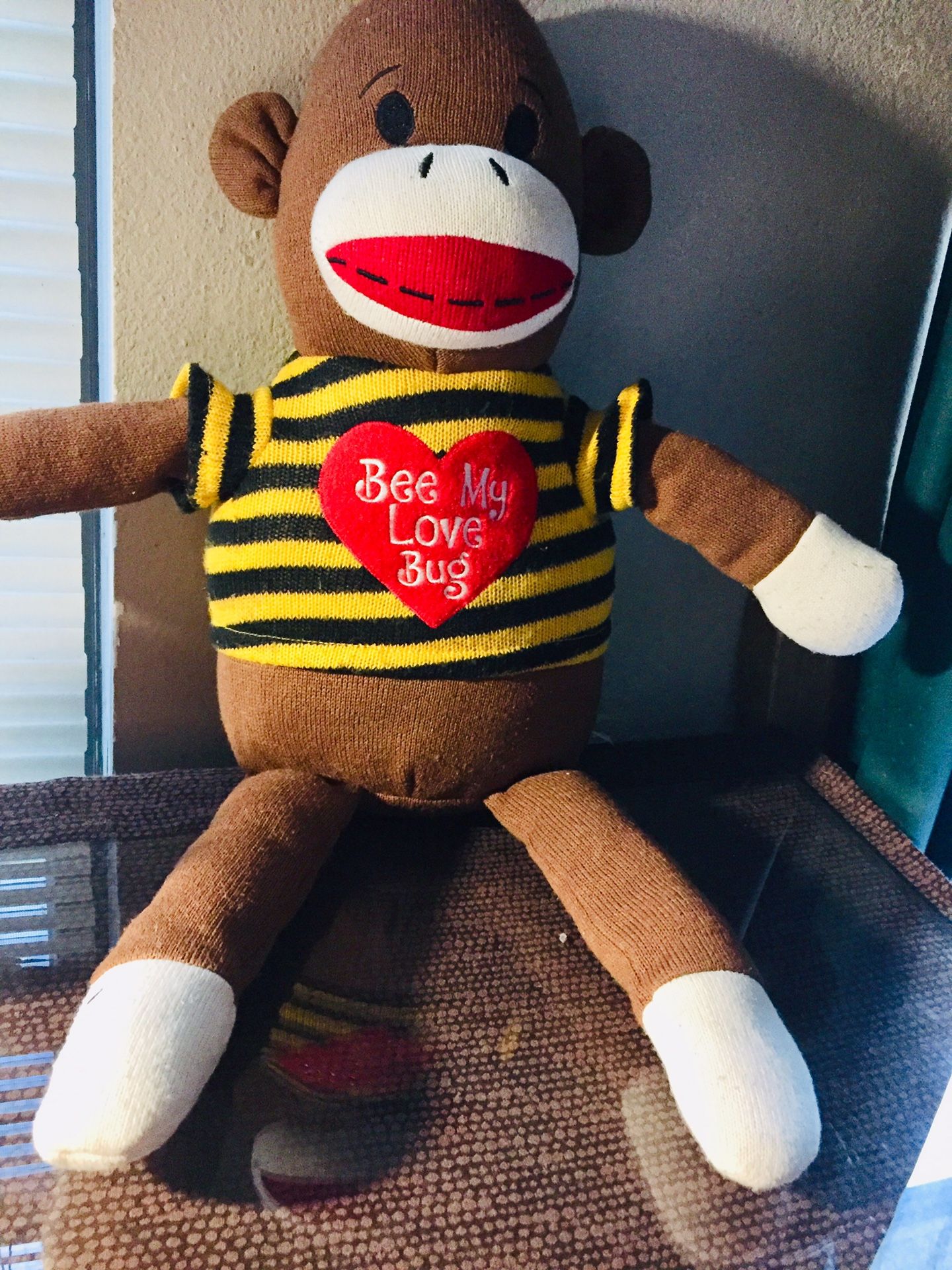 SOCK MONKEY PLUSH 23” STUFFED ANIMAL
