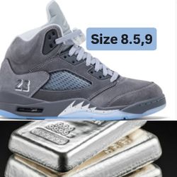 JORDAN 5 WOLF GREY MEN SIZE 8.5,9