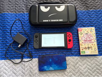 Nintendo Switch Console 32GB Neon Red/Gray - Tested Working + Case Bundle + 1 game