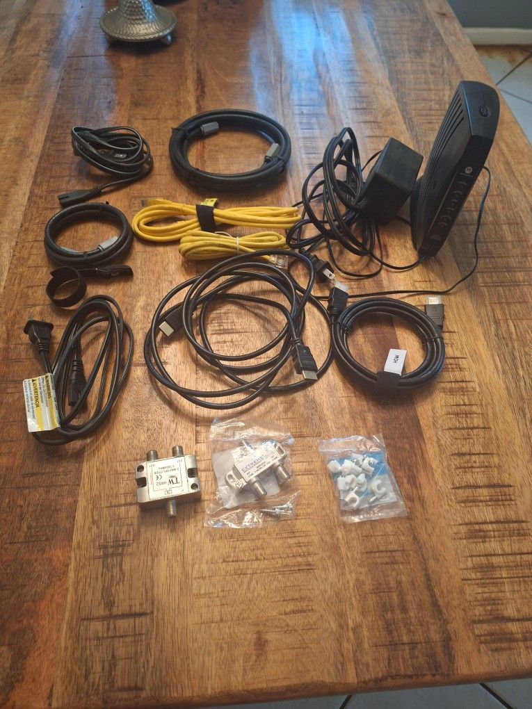 Router, HDMI Cords, Ethernet Cords, Misc.