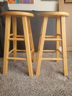 Two 24in Wooden Stools
