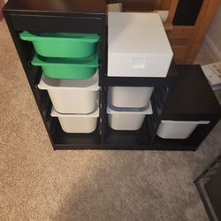 IKea Storage with Plastic Boxes, Shelf, Cabinet