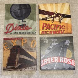 Wall Art - 4 Piece Canvas Set - Vintage Travel 