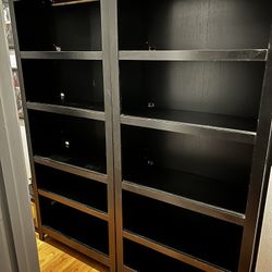 2 Black Bookcases 5 Shelves