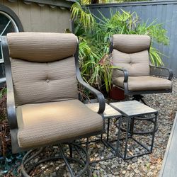Plush high top patio chairs and tables