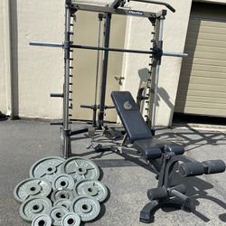 Smith Machine  And Lat Pull Down, Weights , Bench 