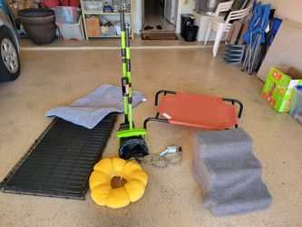 Pet dog crate, leash, steps, bed, etc
