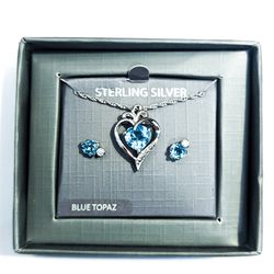 Gorgeous Sterling Silver And Blue Topaz Necklace And Earring Set