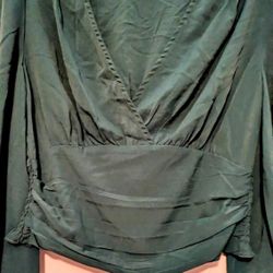 Blouse SHEIN Long Puffed Sleeves Ribbed Back Size Medium Color Green