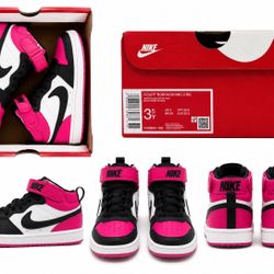 NEW Nike Court Borough Mid 2 BG – Fierce Pink/Black/White – Size 3.5Y – With Box